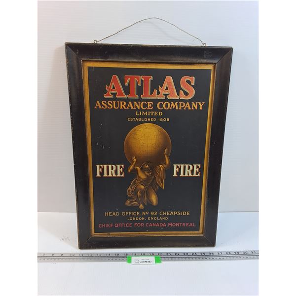 Atlas Assuranace Co. Tin Litho - 1920's -  - 16" x 22.5"