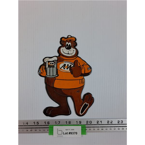 A & W Root Beer Bear Metal Sign - 8" x 5.5"