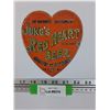 Image 1 : Jung's Red Heart Beer Metal Sign  - 6" x 5.5"