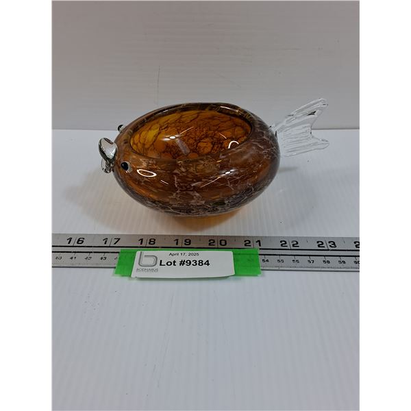 Puffer Fish Art Glass Candy Dish - 7.5" x 3"