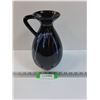 Image 1 : Blue Mountain Pottery Black & Blue Drip Pottery Vase - 10" Tall