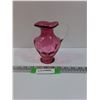 Image 1 : Cranberry Coin Dot Art Glass Vase - 6" x 4"