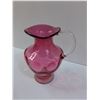 Image 2 : Cranberry Coin Dot Art Glass Vase - 6" x 4"