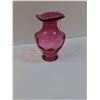 Image 3 : Cranberry Coin Dot Art Glass Vase - 6" x 4"