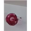 Image 5 : Cranberry Coin Dot Art Glass Vase - 6" x 4"
