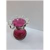 Image 2 : Cranberry Ruffle Art Glass Vase 5" x 4"