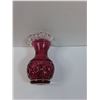 Image 3 : Cranberry Ruffle Art Glass Vase 5" x 4"