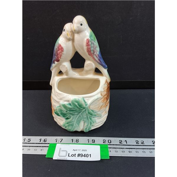 Ceramic Bird Foral Display Vase - 6.5" x 4" x 3"