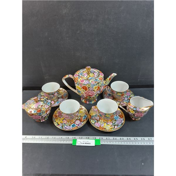 Fifth Avenue Tea Set - Teapot, (4) Teacup & Saucer Set, Sugar & Creamer Set