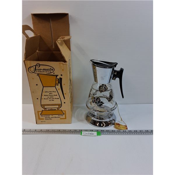 Serv-Master Coffee Carafe w/Warmer Stand & Box