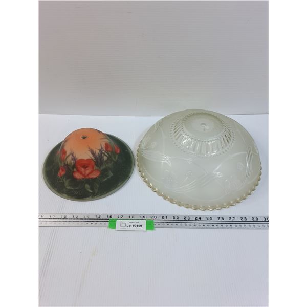(2) Glass Lamps Shades - 9.5" x 13"