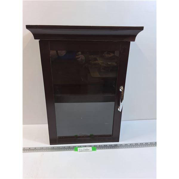 Wall Mount Display Cabinet w/ Adjustable Shelf & Glass Display Door - Some Wear - 16" x 7" x 21"