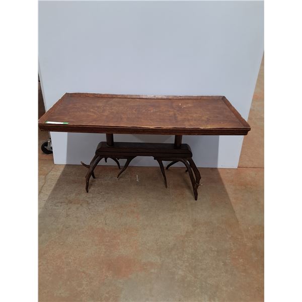 * Custom Built Wood & Antler End Tables - Some Wear - 35" x 19" x 18 - CANNOT SHIP
