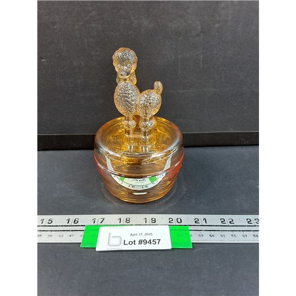 Vintage Jeanette Marigold Carnival Glass Poodle Dish - 6" x 4"