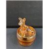 Image 4 : Vintage Jeanette Carnival Glass Scotty Dog Powder Dish - 5" x 4"