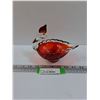 Image 1 : Vintage Murano Style Red Art Glass Swan Candy Dish - 6" x 7"