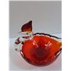 Image 2 : Vintage Murano Style Red Art Glass Swan Candy Dish - 6" x 7"