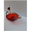 Image 3 : Vintage Murano Style Red Art Glass Swan Candy Dish - 6" x 7"