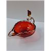 Image 5 : Vintage Murano Style Red Art Glass Swan Candy Dish - 6" x 7"