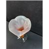 Image 2 : Orange Overlay White Inlay Ruffled Top Art Glass Vase - 8.5"