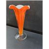 Image 3 : Orange Overlay White Inlay Ruffled Top Art Glass Vase - 8.5"