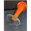 Image 4 : Orange Overlay White Inlay Ruffled Top Art Glass Vase - 8.5"