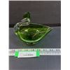 Image 1 : Duncan & Millar Style Green Elegant Glass Swan Candy Dish - 7" x 5"
