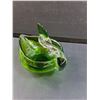 Image 3 : Duncan & Millar Style Green Elegant Glass Swan Candy Dish - 7" x 5"