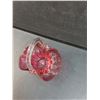Image 3 : Vintage Cranberry Basket Art Glass w/Clear Handle - 5" x 6" x 5"