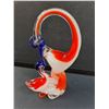 Image 2 : Vintage Red, Blue, Orange & White Swan Art Glass Figurine - 11" Tall