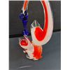 Image 5 : Vintage Red, Blue, Orange & White Swan Art Glass Figurine - 11" Tall