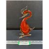 Image 1 : Vintage Murano Style Art Glass Red & Yellow Swan Figurine - 10" Tall