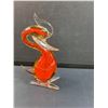 Image 3 : Vintage Murano Style Art Glass Red & Yellow Swan Figurine - 10" Tall