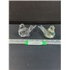 Image 1 : (2) Art Glass Bird Paper Weights: Iridescent Lefton Style & Bubbles