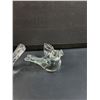 Image 3 : (2) Art Glass Bird Paper Weights - One w/Blue Stripes