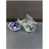 Image 4 : (2) Art Glass Bird Paper Weights - One w/Blue Stripes
