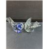 Image 5 : (2) Art Glass Bird Paper Weights - One w/Blue Stripes