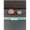Image 1 : (2) Art Glass Paper Weights: Rainbow Millefiori