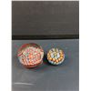 Image 5 : (2) Art Glass Paper Weights: Rainbow Millefiori