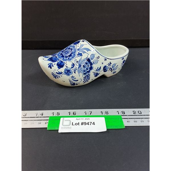 Ceramic Delft Blue Dutch Holland Shoe - 7" x 3"