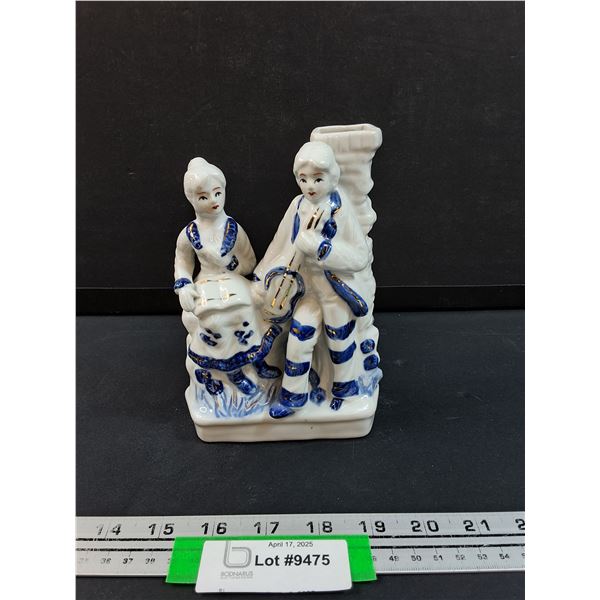 Vintage Ceramic French Renaissance Style Couple Figurine Vase - 7" x 5" x 2"