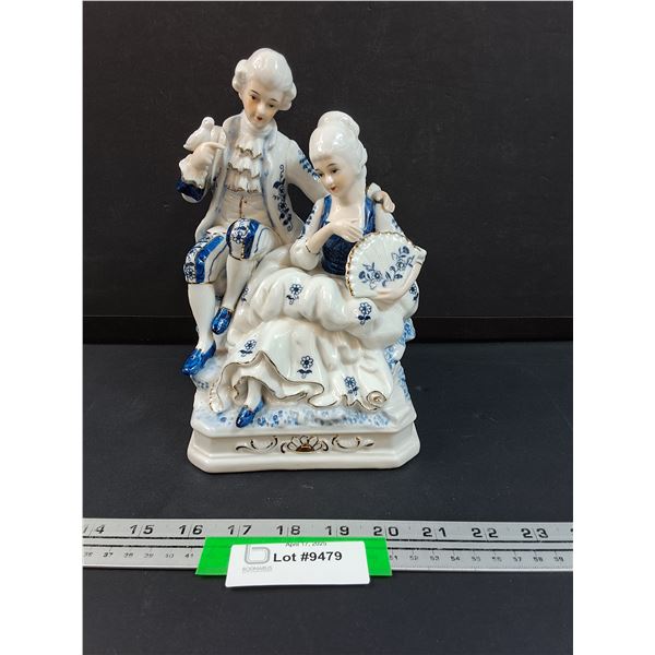Vintage Porcelain Renaissance Style Couple Figurine w/Dove - 8" Tall