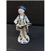 Image 2 : Vintage Ardco (3259) White & Blue Renaissance Porcelain Man w/Mandolin Figurine - 8" Tall