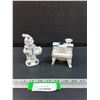 Image 1 : (2) Porcelain Figurines: Clown & Piano - 4.5" x 3"