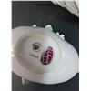 Image 4 : (2) Porcelain Floral Swan Basket Style Candy Dishes