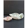 Image 6 : (2) Porcelain Floral Swan Basket Style Candy Dishes