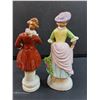 Image 4 : (2) Porcelain Woman w/Garden Flowers & Man Figurines - 8.5" Tall