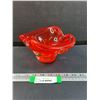 Image 1 : Vintage Murano Style Red Art Glass Ashtray - 8" x 4 "