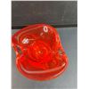 Image 2 : Vintage Murano Style Red Art Glass Ashtray - 8" x 4 "