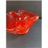 Image 3 : Vintage Murano Style Red Art Glass Ashtray - 8" x 4 "